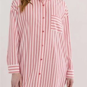 Joyspun Women’s Woven Long Sleeve Button Front Sleepshirt Medium Nightgown